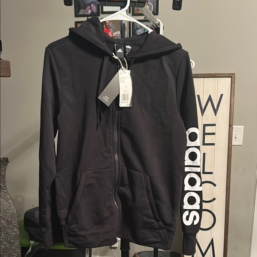 Adidas Black Hoodie with White Logo